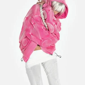 Badson BUBBLEGUM ‘OXYGEN’ PADDED ZIP-UP HOODIE