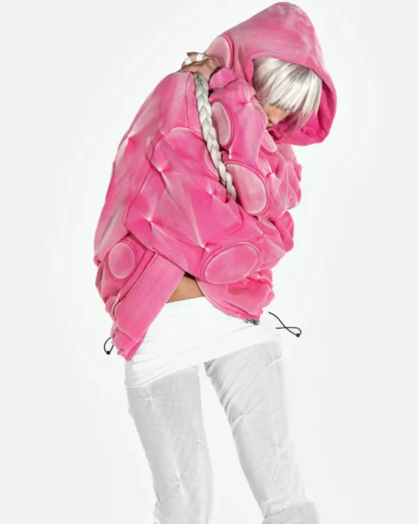 Badson BUBBLEGUM ‘OXYGEN’ PADDED ZIP-UP HOODIE